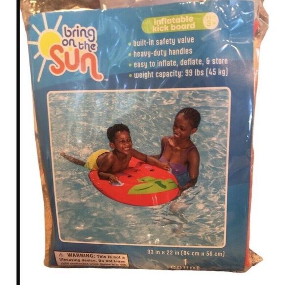 Inflatable Kick Board Kids Board with Handles Strawberry 33 In X 22 In (1 Count)